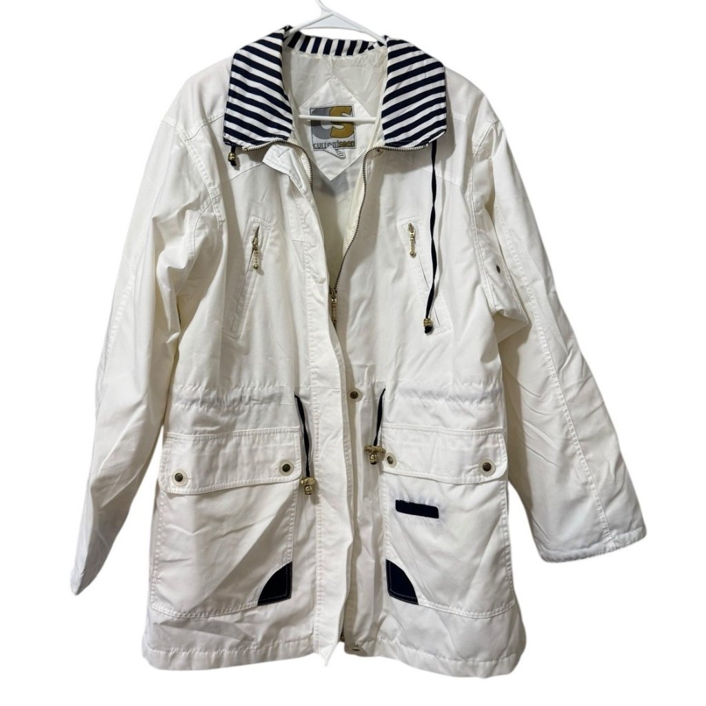 Current Seen White Retro Jacket Windbreaker Vintage 80s 90s Size Medium Zip